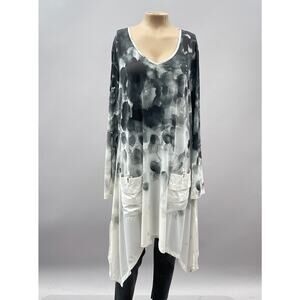 Jamie Sadock Sunsense Top Women L Black Print Long Sleeve Tunic Golf Active